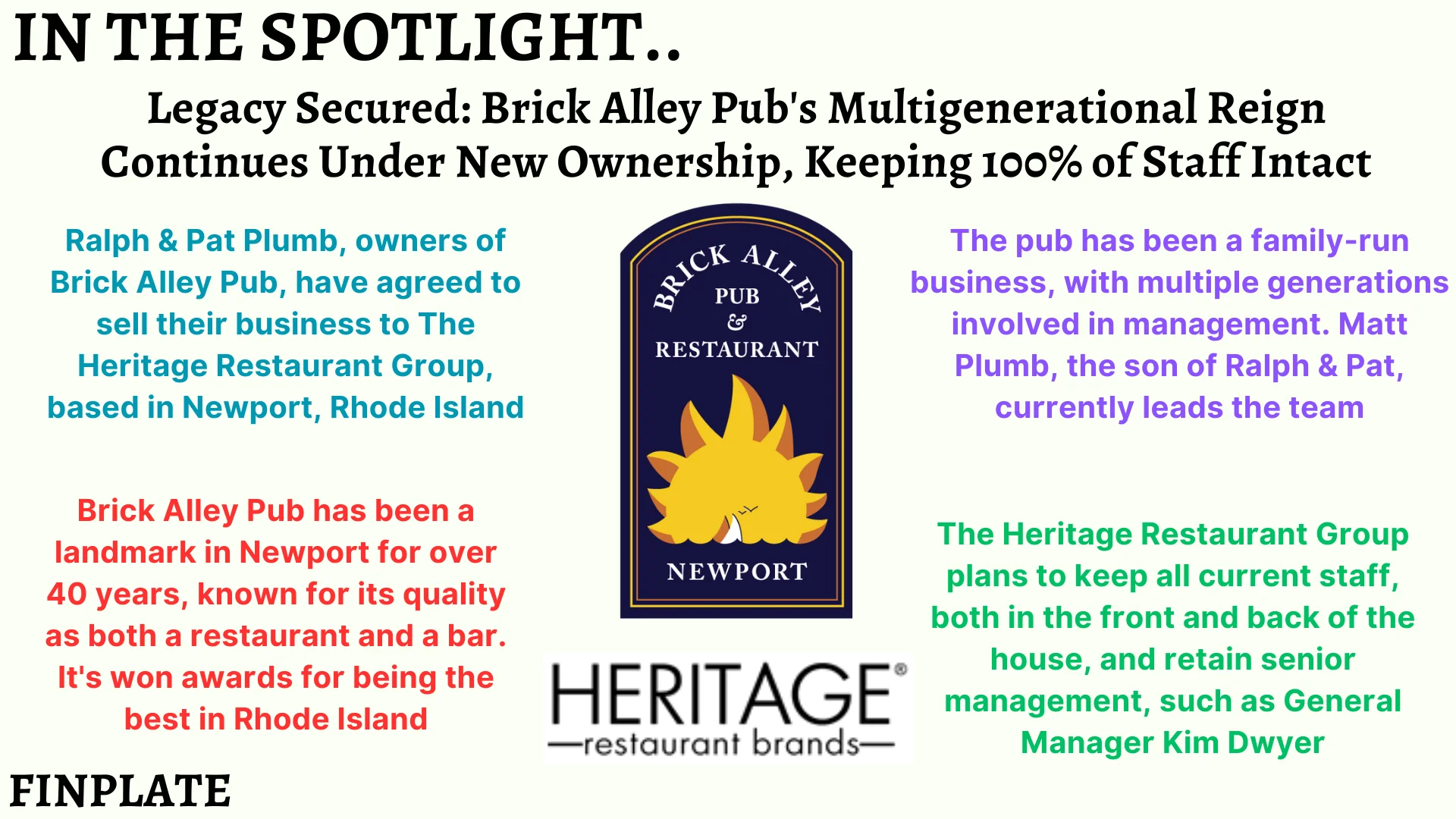 legacy secured: brick alley pub's multigenerational reign continues under new ownership, keeping 100% of staff intact summary