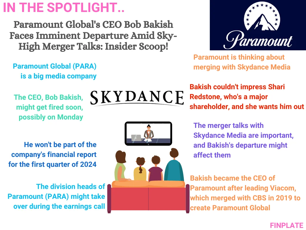 paramount global's ceo bob bakish faces imminent departure amid sky-high merger talks: insider scoop! summary